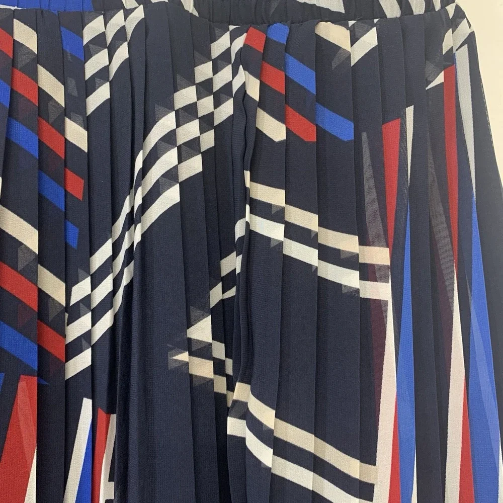 Roz Ali Pleated Midi Skirt Pull On 2X A Line‎ Full Abstract Colorful Business